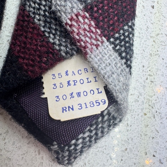 G. Galvani Vintage Red and Gray Plaid Tartan Wool Tie  NWT - Picture 6 of 8